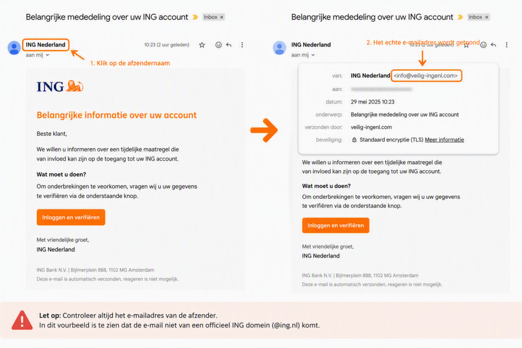 Zo herkent u een nep-e-mail of scam Nep email vergelijking