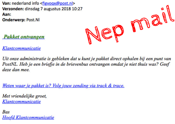 Zo herkent u een nep-e-mail of scam Nep-mail voorbeeld